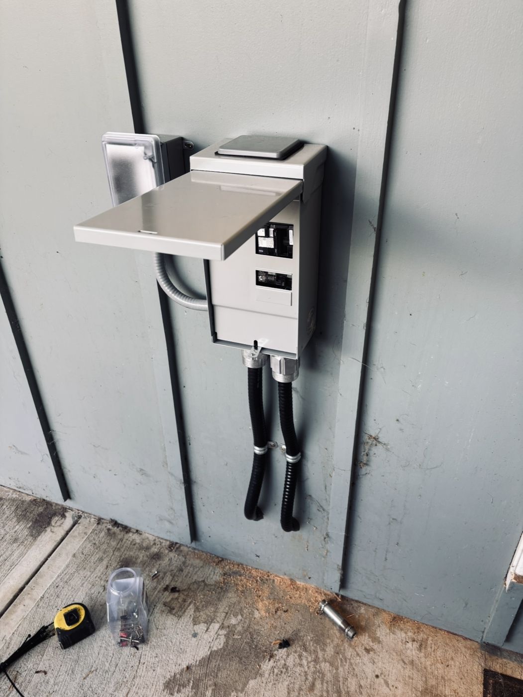 Exterior-rated disconnect and liquid-tight conduit installation