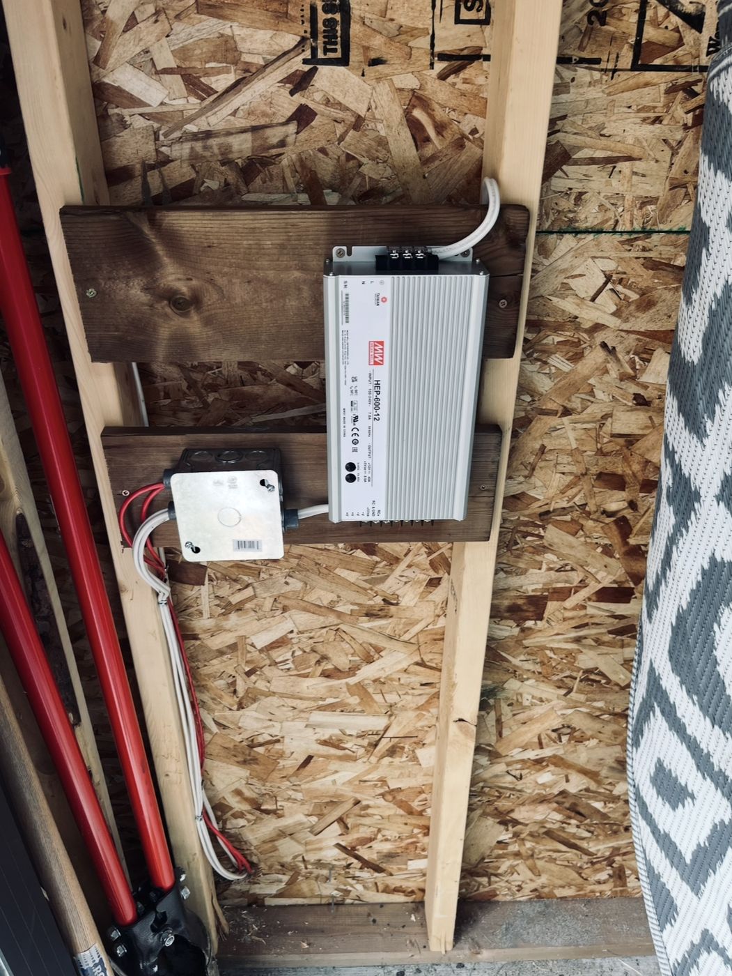 LED driver and junction box, mounted for service